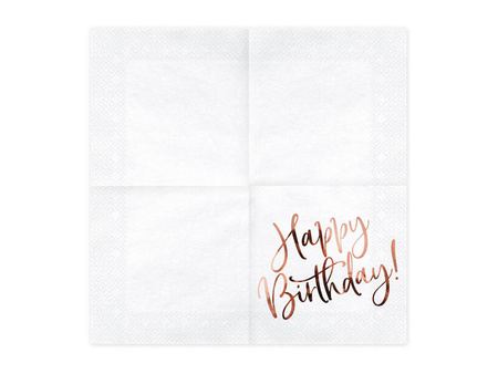 Serwetki Happy Birthday 33x33cm 20szt białe 130241