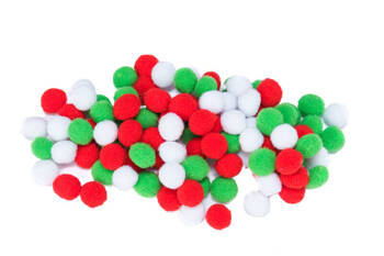 Pompony POM42 10mm białe, czerwone, zielone 704653