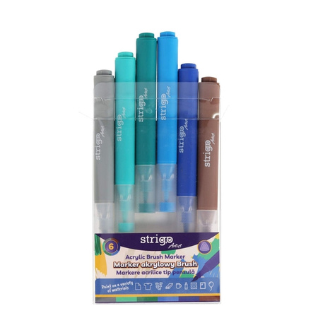 Strigo Marker Akrylowy z Końcówką Brush w Trójkątnej Obudowie w 6 kolorach 854317