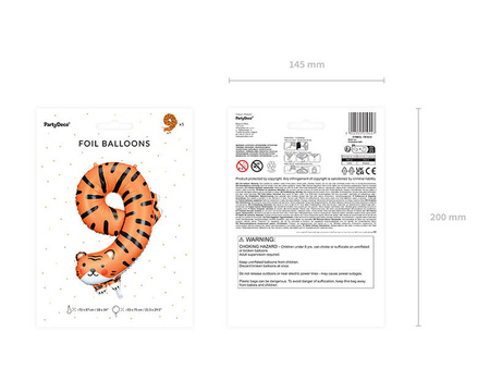 Balon foliowy cyfra 9 Tygrys 64x87cm mix 019447