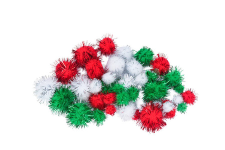 Pompony POM44 MIX metalik białe,czerwone,zielone 704677