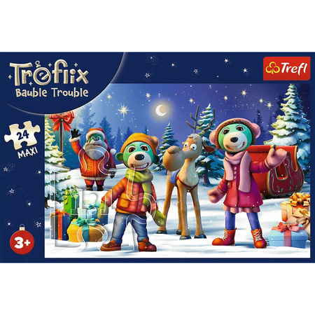 Puzzle trefl 24 maxi XMAS Trefliki lepią bałwana 143751