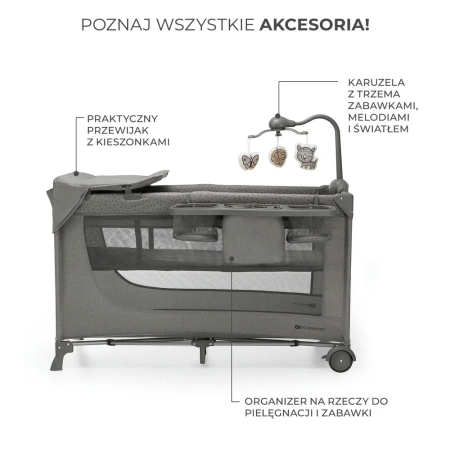 Kinderkraft JOY 2 z akcesoriami Dark Grey Łożeczko turystyczne 925155