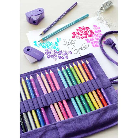 Faber-Castell Kredki ołówkowe Sparkle 20kol +akcesoria w piórniku rolowanym 017386