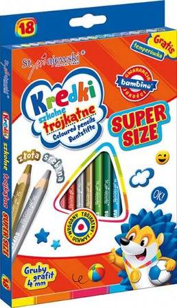 KREDKI SZKOLNE TRÓJKĄTNE SUPER SIZE 18 kol. + TEMP. STANDARD 654626