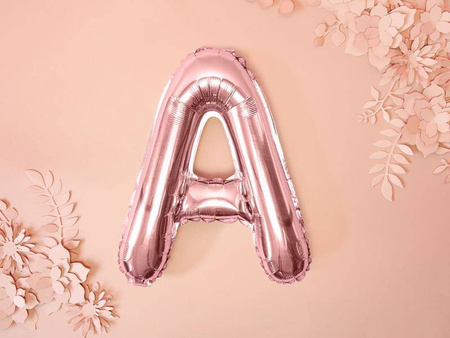 Balon foliowy litera "a", 35cm, różowe złoto
