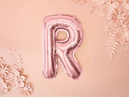 Balon foliowy litera "r", 35cm, różowe złoto