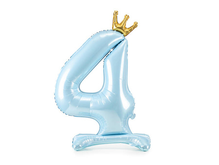Stojący balon foliowy 84cm błękit Cyfra 4 167865
