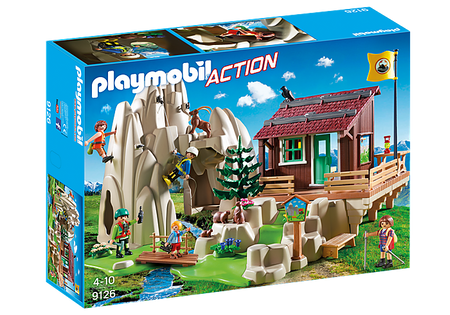 Playmobil 9126 skała do wspinaczki z chatą górską 