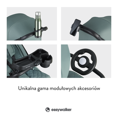 Easywalker Jackey XL Przestronny, samoskładający się wózek spacerowy z kołami XL Forest Green 114140