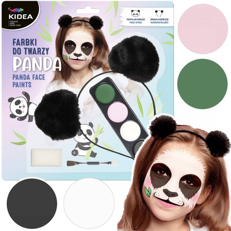 Farbki do twarzy zestaw z opaską Panda Kidea 097135