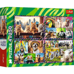 Puzzle Trefl 4x250 Zabawne zwierzaki 133134