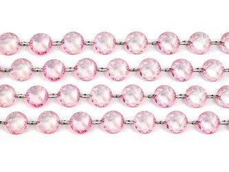 Girlanda kryształowa, j. różowy, 1m