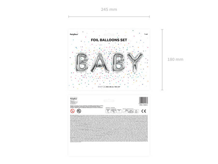 BALON FOLIOWY BABY 262x86cm SREBRNY 114470