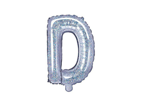 Balon foliowy litera "d", 35cm, holograficzny