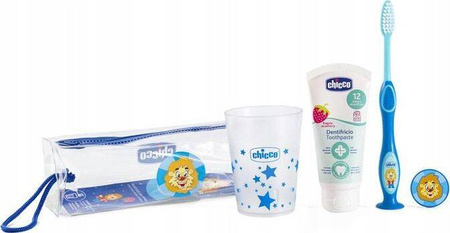 Chicco Zestaw podróżny pasta szczotka do zębów kubek+ etui niebieski 3-6 L 121229