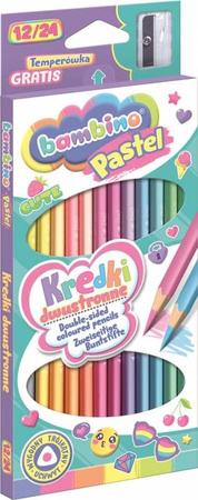 Kredki Dwustronne 12szt 24kol 18cm Pudełko Pastel Standard 642890