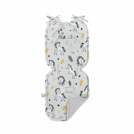 Bambusowa wkładka do wózka Jednorożce z minky glacier gray 80x36cm 406948