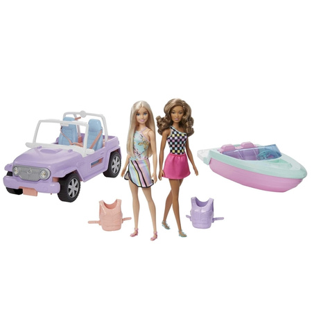 Barbie GXD66 2 lalki + jeep + motorówka 954531