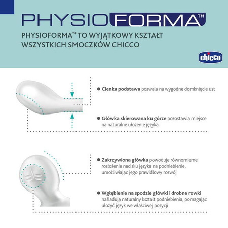 Chicco Smoczek Uspokajający physio forma light silikonowy niebieski 6-16 m 2 szt 156405