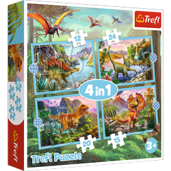 Puzzle Trefl 4W1 Wyjątkowe dinozaury 346091