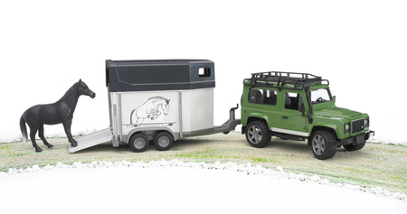 Bruder 02592 land rover z przyczepą dla konia +koń 