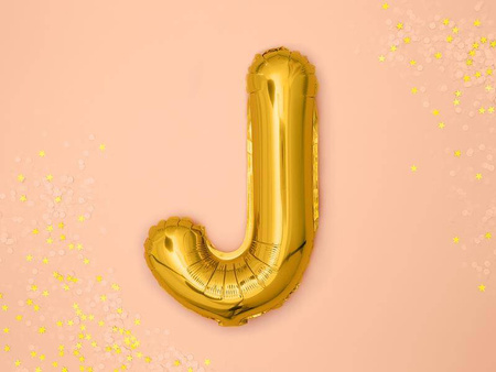 Balon foliowy litera "j", 35cm, złoty
