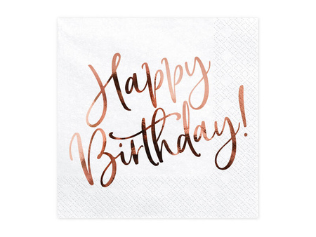 Serwetki Happy Birthday 33x33cm 20szt białe 130241