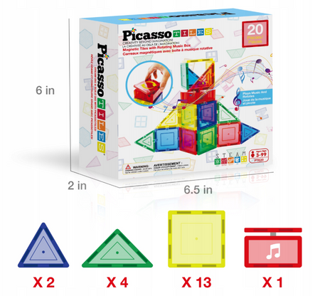 Picasso Tiles Klocki magnetyczne 20 elementów 028145