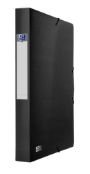 Teczka z gumką Oxford szeroka 24x32 40mm PP nieprzezroczysta czarna 378591