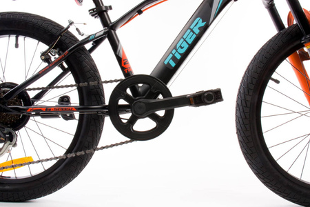 Rowerek 20 cali Tiger Bike Shimano RevoShift czarno-turkusowo-szaro-pomarańczowy 644031 Rower