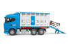 Bruder 03549 scania r z kontenerem i figurką krowy 