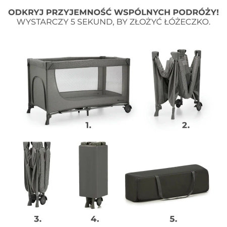 Kinderkraft JOY 2 Dark Grey Łożeczko turystyczne 925117