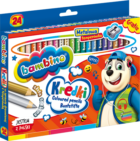 Kredki Bambino 24 kol. w oprawie drewnianej + temperówka 000447