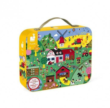 Puzzle obserwacyjne w walizce farma 24 elementy janod 326609