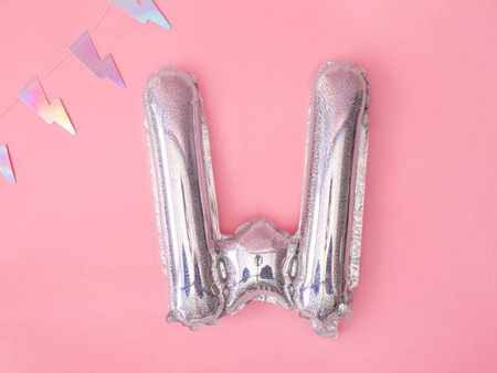 Balon foliowy litera "w", 35cm, holograficzny