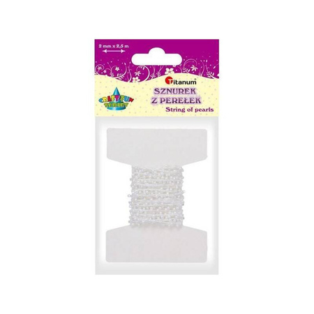 Sznurek koralików 2,5mm 2m biały 677469