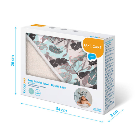 Babyono Okrycie kąpielowefrotte z uszkami Bunny Ears 100x100 cm grey 413524
