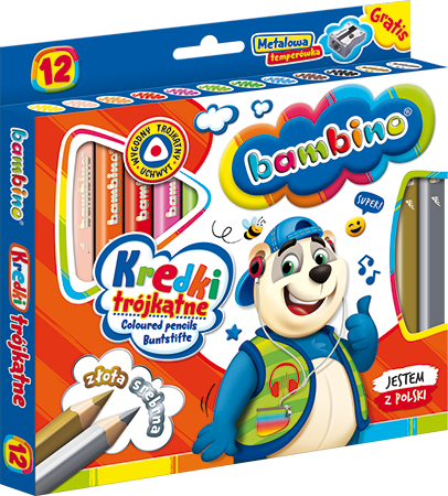Maj kredki bambino trójkątne w opr.drewn.12kol+temperówka standard