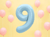 Balon foliowy cyfra 9 jasny niebieski 86cm 795129