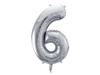 Balon foliowy cyfra "6", 86cm, srebrny