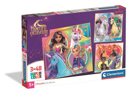 Clementoni Puzzle 3x48 Super Unicorn Academy 253258