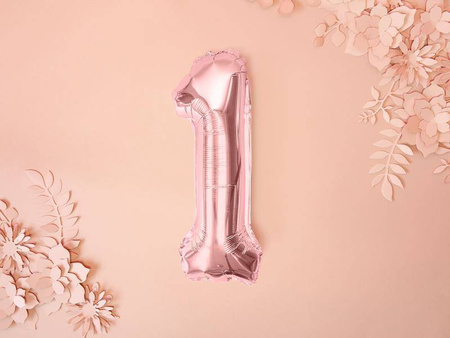 Balon foliowy cyfra 1 różowe złoto 35cm 779877