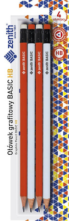 Ołówek zenith basic 4szt trójkątny z gumką hb 077703 astra