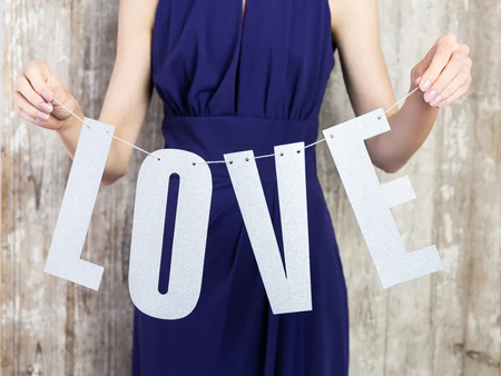 Baner Love srebrny 21x55cm 785328
