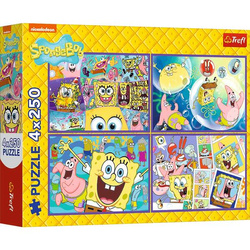 Puzzle Trefl 4x250 Szalony świat Sponge Boba 133424