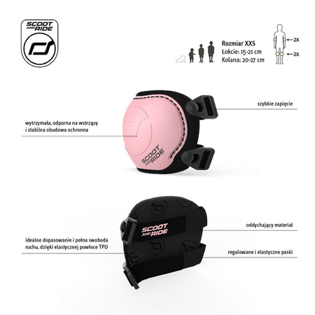 SCOOTANDRIDE Zestaw ochraniaczy dla dzieci XXS Rose 000164