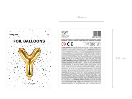 Balon foliowy litera "y", 35cm, złoty