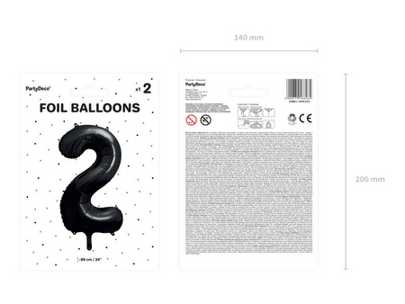 BALON FOLIOWY CYFRA 2 CZARNY 86CM 166264