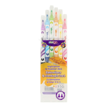 Strigo Zakreślacz i Cienkopis 2w1 w 6 kolorach 885380